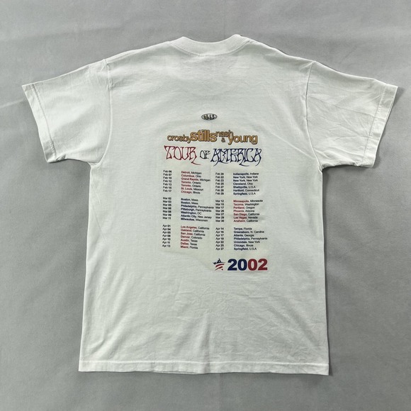 Vintage Crosby Stills Nash Young Shirt Men Medium Simpsons Tour of America 2002 - Picture 5 of 11